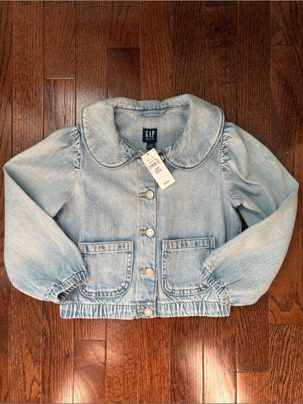 NWT GAP Light Blue Kids Denim Jacket with Peter Pan Collar 4 Years